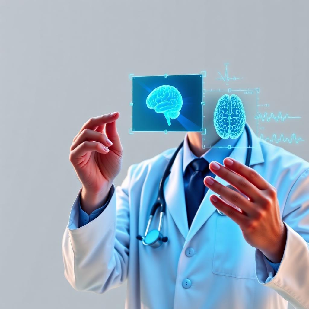 Doctor con interfaz holográfica
